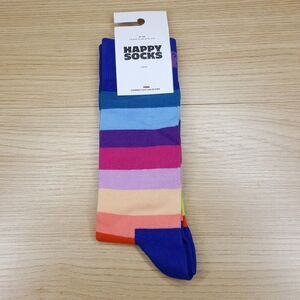 HAPPY SOCKS Crew Socks Rainbow Stripe Combed Cotton Blend Logo